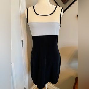 Cute black, blue & white sleeveless dress